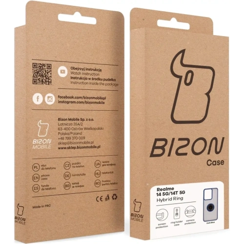 Buy Bizon Case Hybrid Ring Realme 14 5G / 14T 5G smoky with a navy blue frame - BIZ9332 - {ean13} - Home Screen Store Europe