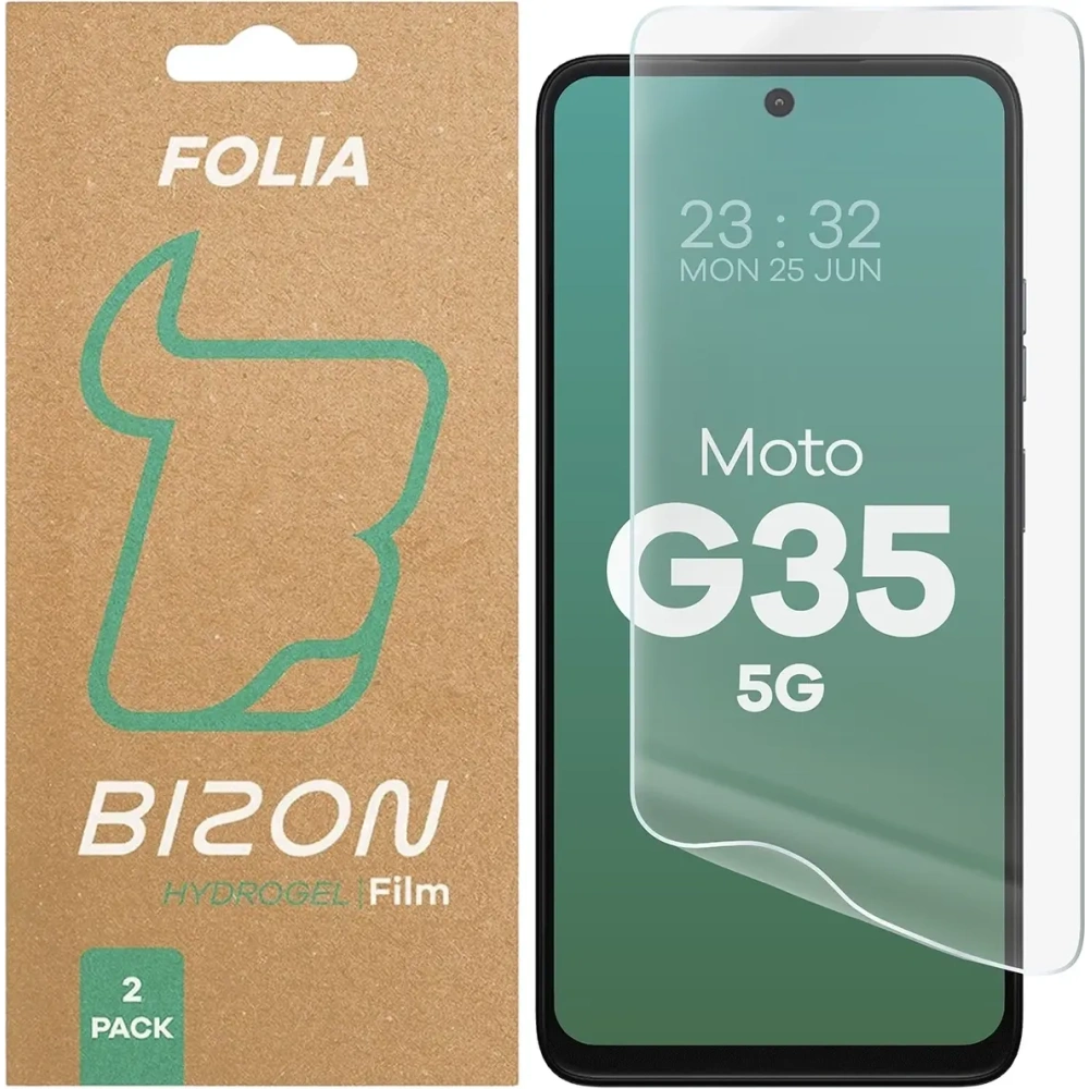Folia hydrożelowa na ekran Bizon Glass Hydrogel Front do Motorola Moto G35 5G [2 PACK]