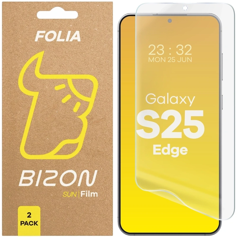 Folia matowa Bizon Glass Film Sun do Samsung Galaxy S25 Edge [2 PACK]