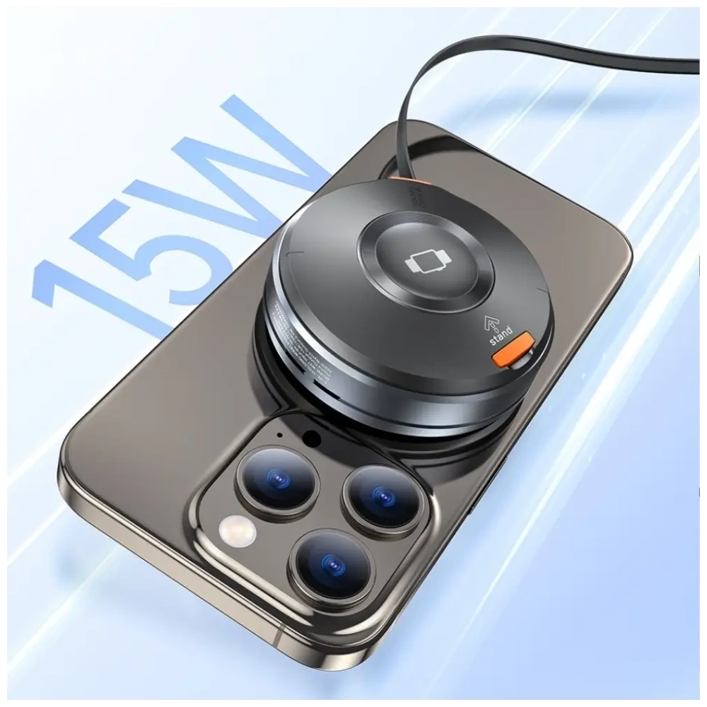 Ładowarka indukcyjna 3w1 AWEI W27 15W MagSafe do telefonu, zegarka z kablem USB-C Fast Charging czarny