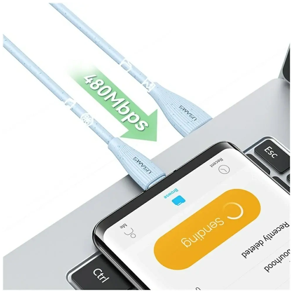 Kabel USB-A / USB-C USAMS Green Series SJ714 18W 3A 1m różowy