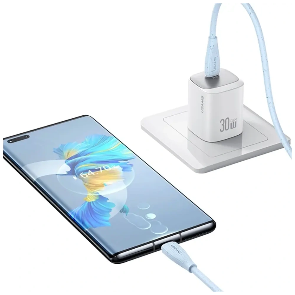 Kabel USB-C / USB-C USAMS Green Series SJ716 60W 1m niebieski