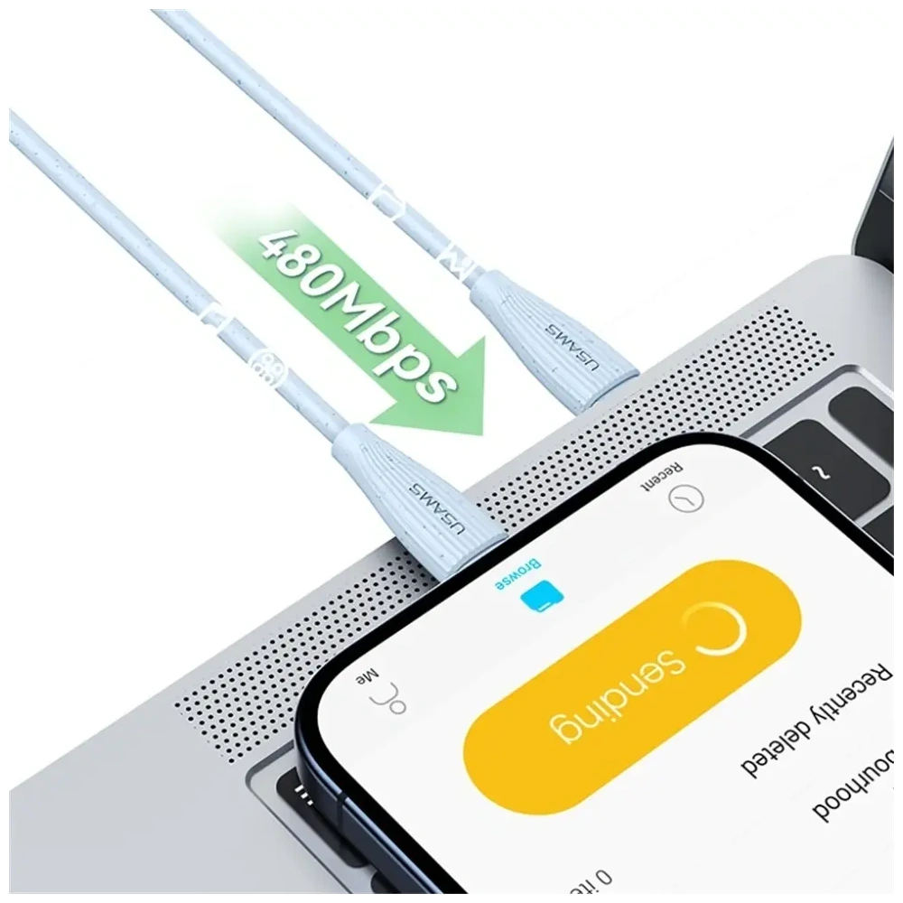 Kabel USB-C / USB-C USAMS Green Series SJ716 60W 1m różowy