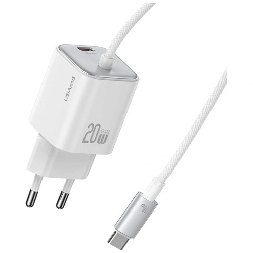 Kup Încărcător rapid mini USAMS JC Series CC261 20W GaN 2xUSB-C alb - USA1270 - {ean13} - Sklep Home Screen