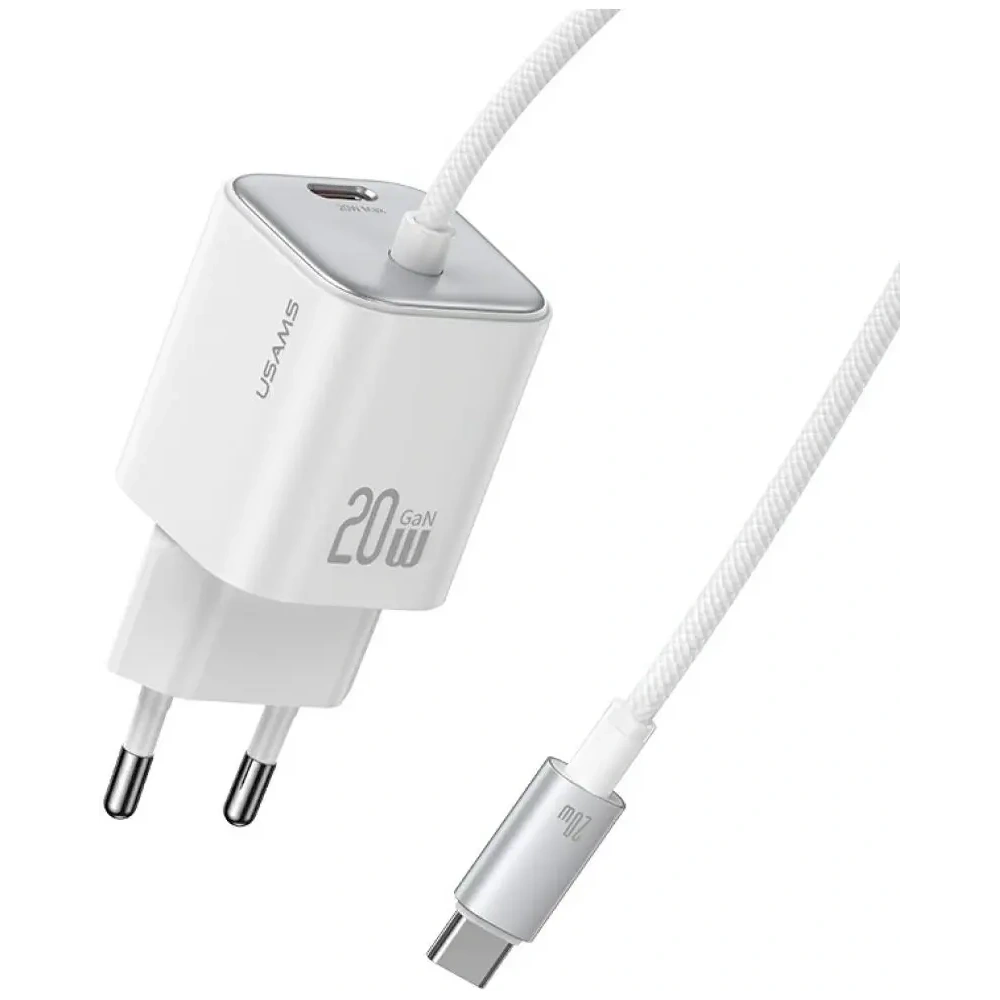 Ładowarka sieciowa USAMS JC Series CC261 20W GaN Mini Fast Charger 2xUSB-C biały