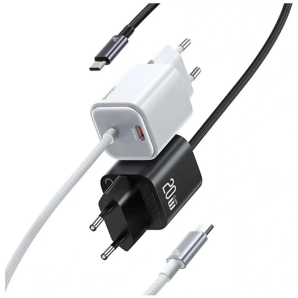 Ładowarka sieciowa USAMS JC Series CC261 20W GaN Mini Fast Charger 2xUSB-C biały
