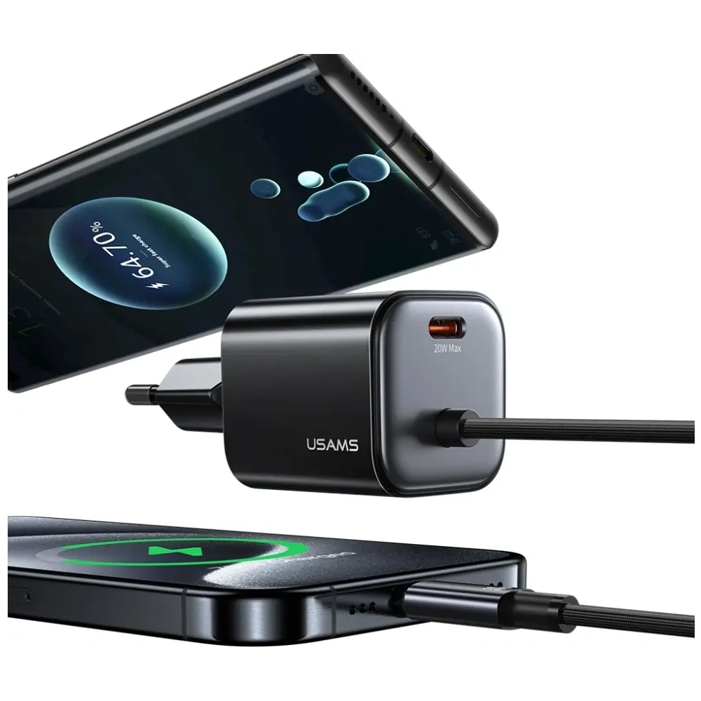 Ładowarka sieciowa USAMS JC Series CC261 20W GaN Mini Fast Charger 2xUSB-C biały