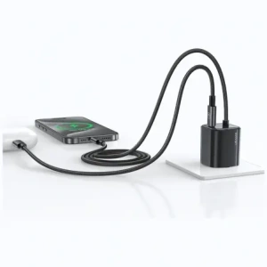 Buy USAMS JC Series CC261 20W GaN Mini Fast Charger 2xUSB-C black - USA1271 - {ean13} - Home Screen Store Europe