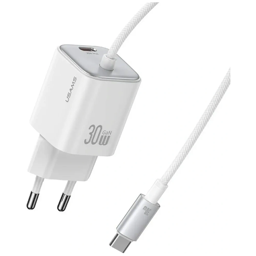 Ładowarka sieciowa USAMS JC Series CC264 30W GaN Mini Fast Charge 2xUSB-C biały
