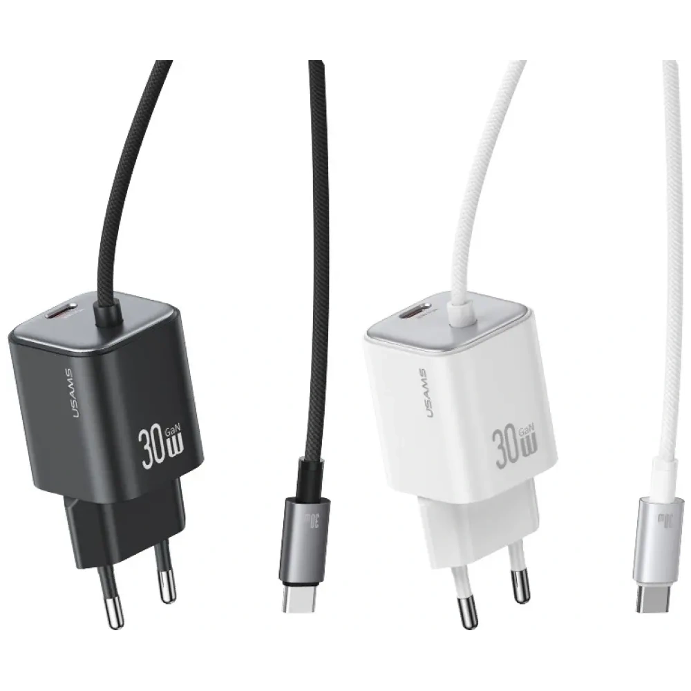 Ładowarka sieciowa USAMS JC Series CC264 30W GaN Mini Fast Charge 2xUSB-C biały