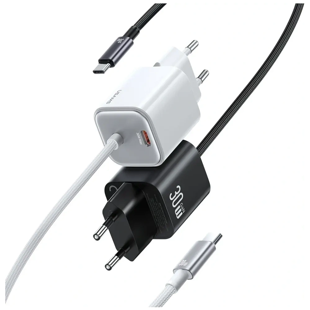 Ładowarka sieciowa USAMS JC Series CC264 30W GaN Mini Fast Charge 2xUSB-C biały
