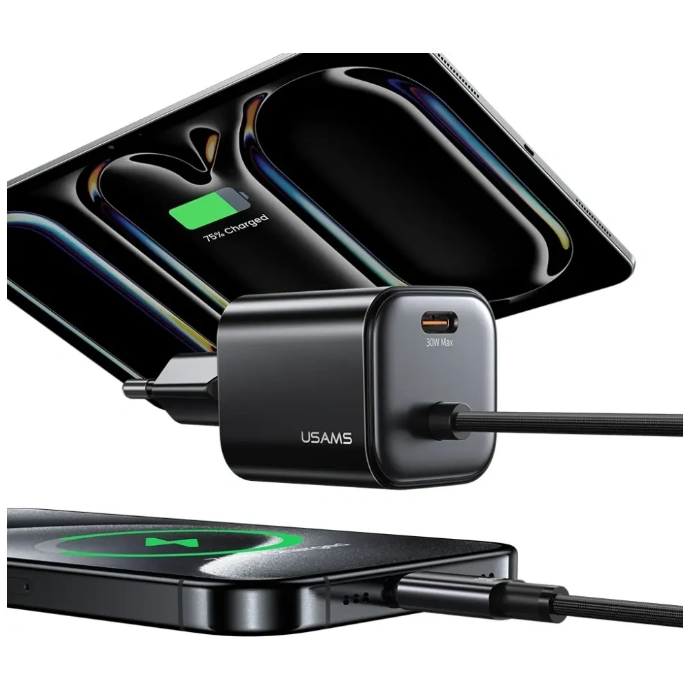 Ładowarka sieciowa USAMS JC Series CC264 30W GaN Mini Fast Charge 2xUSB-C biały