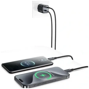 Buy USAMS JC Series CC264 30W GaN Mini Fast Charger 2xUSB-C black - USA1273 - {ean13} - Home Screen Store Europe