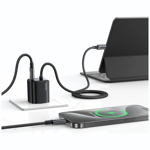 Kup Încărcător rapid mini USAMS JC Series CC264 30W GaN 2xUSB-C negru - USA1273 - {ean13} - Sklep Home Screen