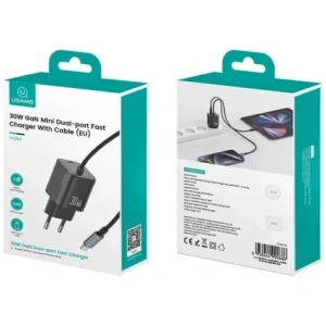 Buy USAMS JC Series CC264 30W GaN Mini Fast Charger 2xUSB-C black - USA1273 - {ean13} - Home Screen Store Europe