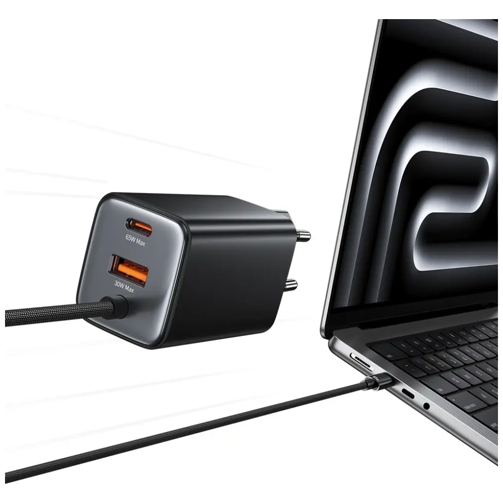 Ładowarka sieciowa USAMS JC Series CC266 65W GaN Fast Charger USB-A, 2xUSB-C biały