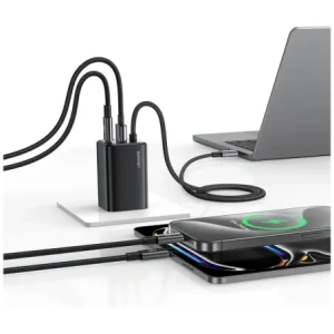 Buy USAMS JC Series CC266 65W GaN Fast Charger USB-A, 2xUSB-C black - USA1275 - {ean13} - Home Screen Store Europe