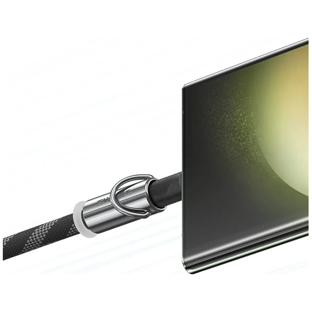 Smycz do telefonu z kablem do ładowania USB-C / USB-C USAMS SJ745 60W 1.2m czarny