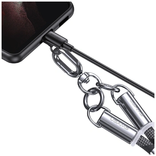 Kup Smycz do telefonu z kablem do ładowania USB-C / USB-C USAMS SJ745 60W 1.2m czarny - USA1276 - {ean13} - Sklep Home Screen