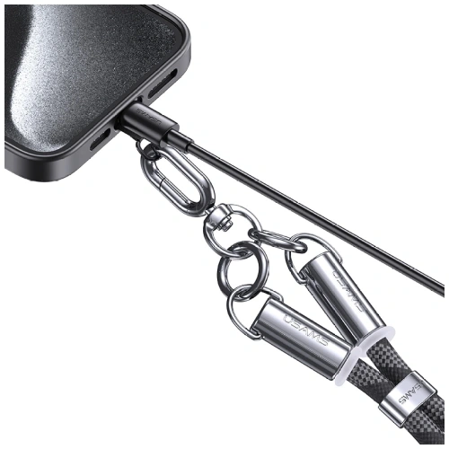 Kup USAMS SJ746 lanyard pentru telefon cu cablu de încărcare USB-C / Lightning 30W 1.2m negru - USA1281 - {ean13} - Sklep Home Screen