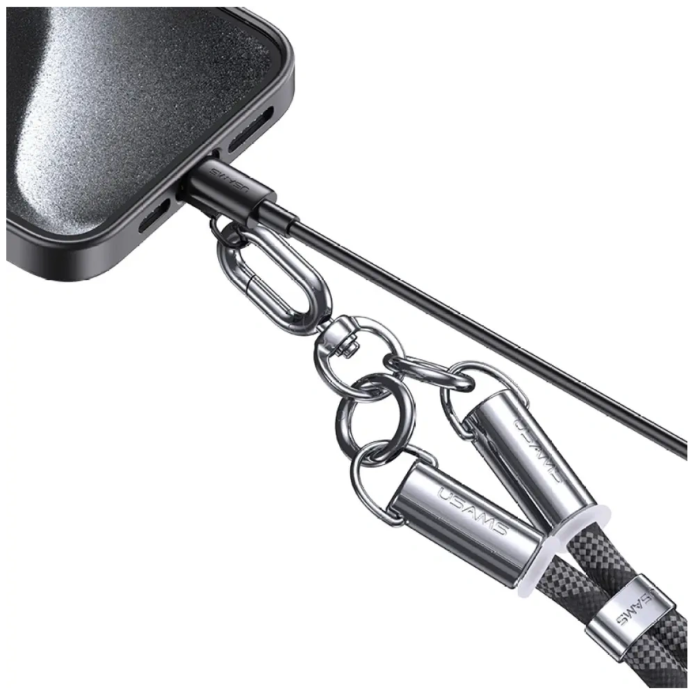 Smycz do telefonu z kablem do ładowania USB-C / Lightning USAMS SJ746 30W 1.2m niebieski