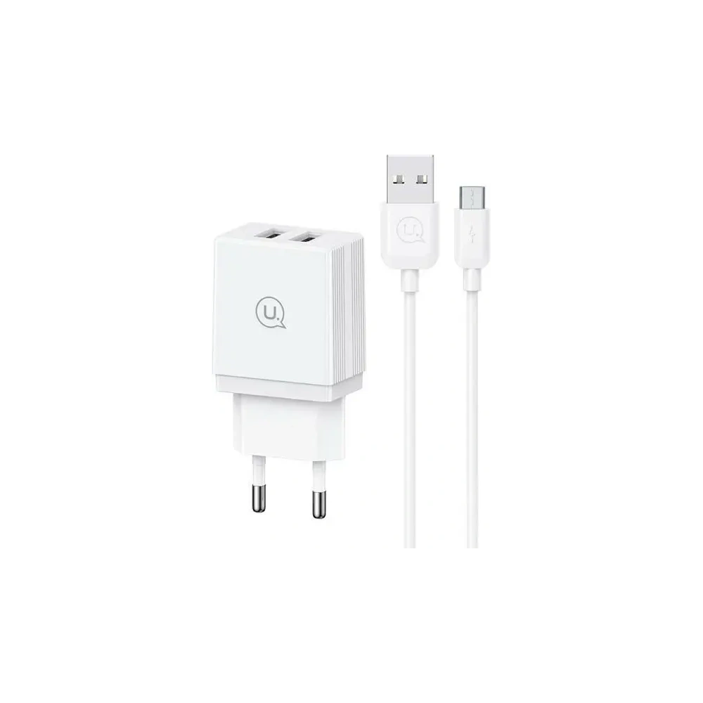 Ładowarka Sieciowa USAMS 2xUSB-A + kabel Micro/USB-A Fast Charging biała HC HCXLTZ02