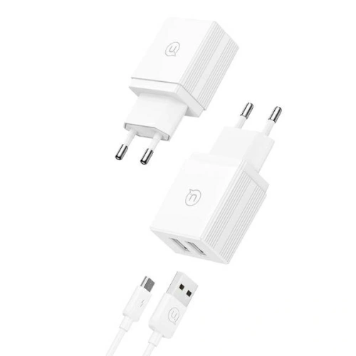Kup USAMS Netzteil 2xUSB-A + Micro/USB-A Kabel Schnelles Laden weiß/weiße Serie HC HCXLTZ02 - USA1286 - {ean13} - Sklep Home Screen