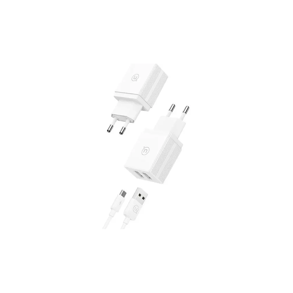 Ładowarka Sieciowa USAMS 2xUSB-A + kabel Micro/USB-A Fast Charging biała HC HCXLTZ02