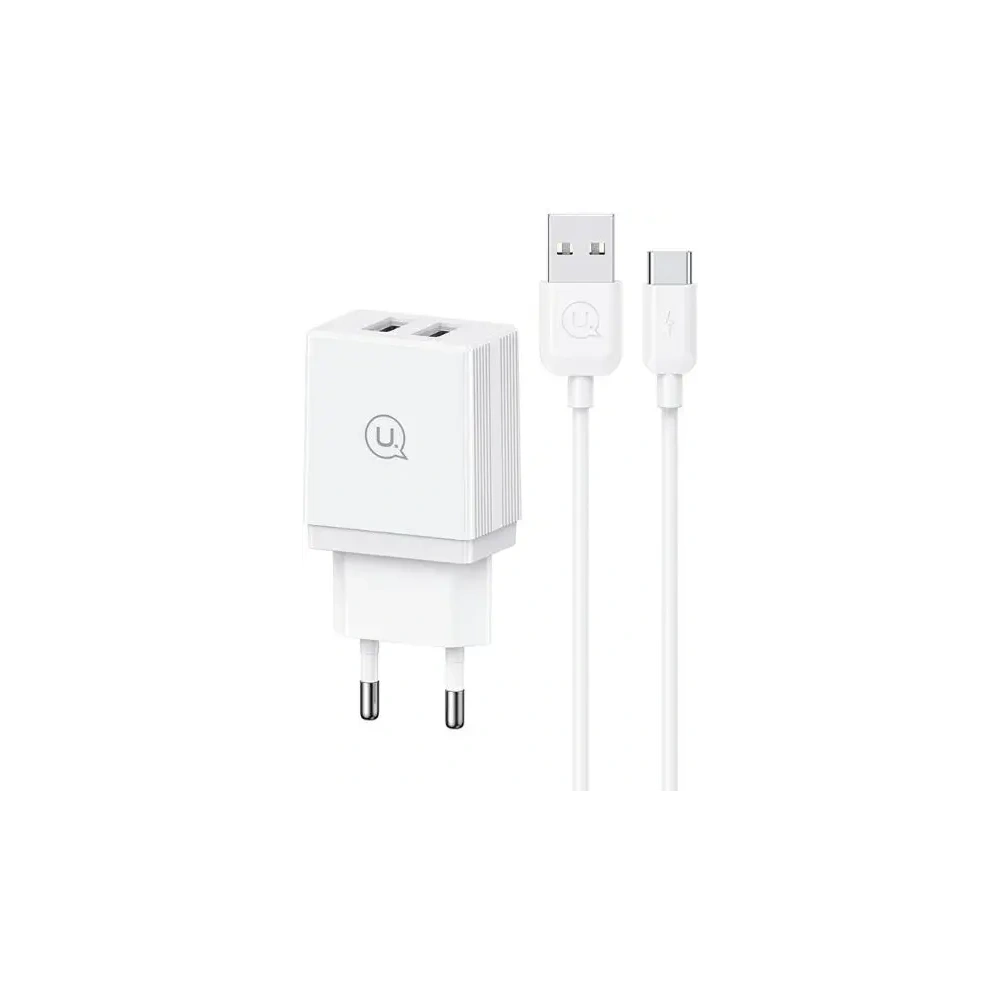 Ładowarka Sieciowa USAMS 2xUSB-A + kabel USB-C/USB-A Fast Charging biała HC HCXLTZ03