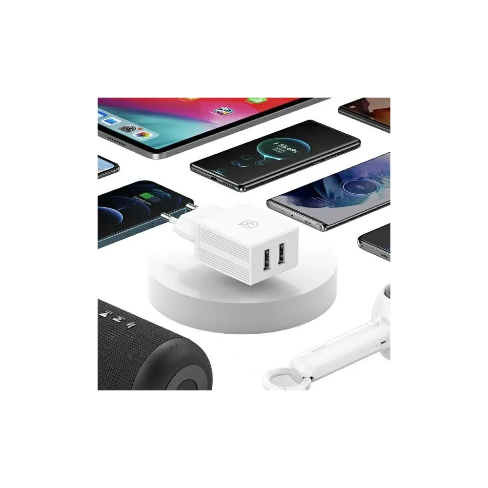 Ładowarka Sieciowa USAMS 2xUSB-A + kabel USB-C/USB-A Fast Charging biała HC HCXLTZ03