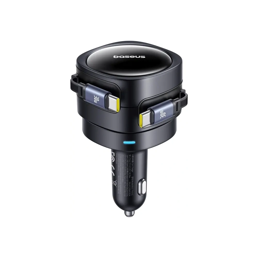 Ładowarka samochodowa Baseus Enjoyment Max z kablami 2xUSB-C 60W Czarny