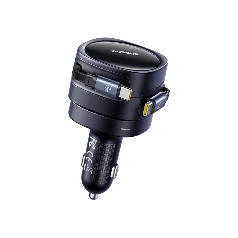 Ładowarka samochodowa Baseus Enjoyment Max z kablami 2xUSB-C 60W Czarny