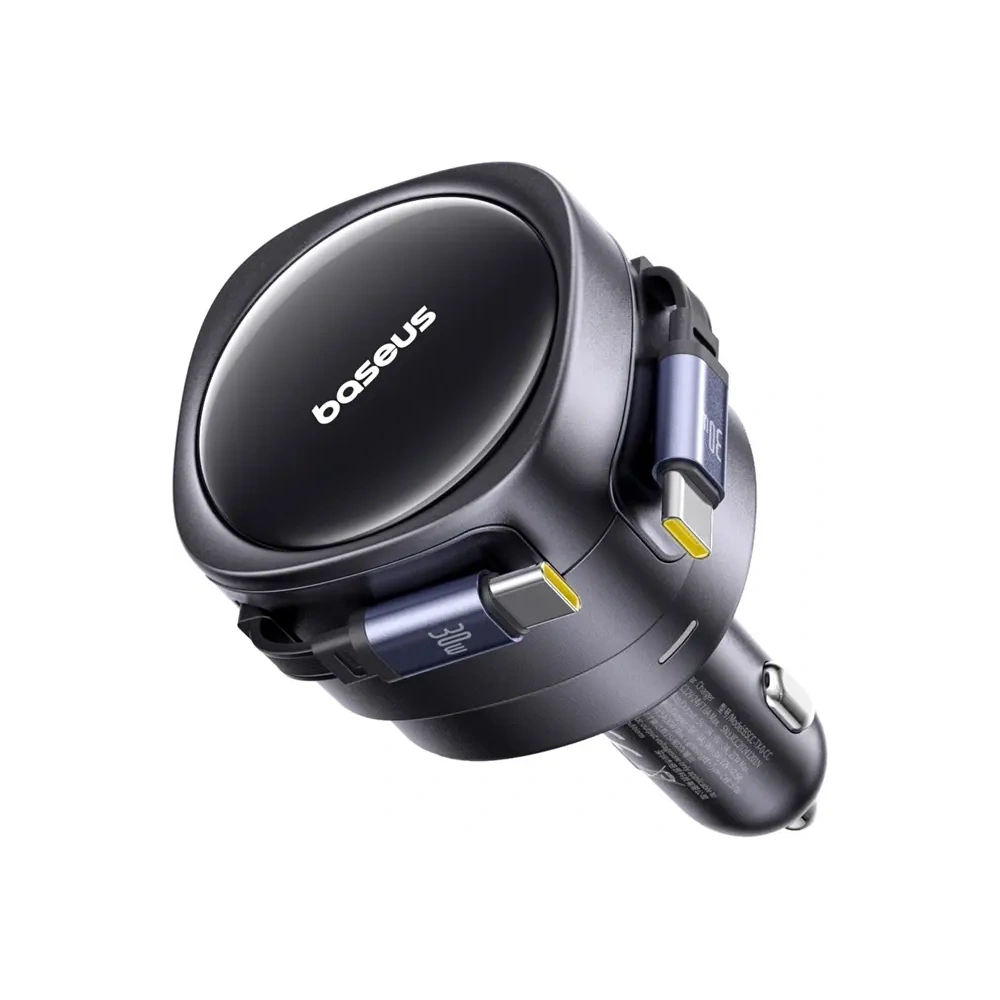 Ładowarka samochodowa Baseus Enjoyment Max z kablami 2xUSB-C 60W Czarny