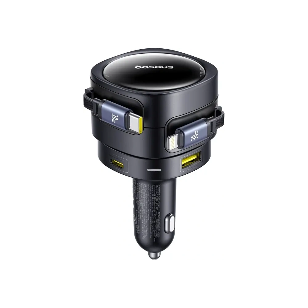 Ładowarka samochodowa Baseus Enjoyment Max USB-A, USB-C z kablami USB-C, Lightning 90W Czarny