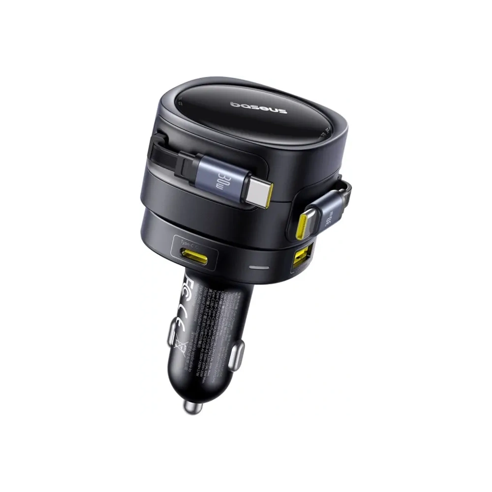 Ładowarka samochodowa Baseus Enjoyment Max USB-A, USB-C z kablami 2xUSB-C 90W Czarny