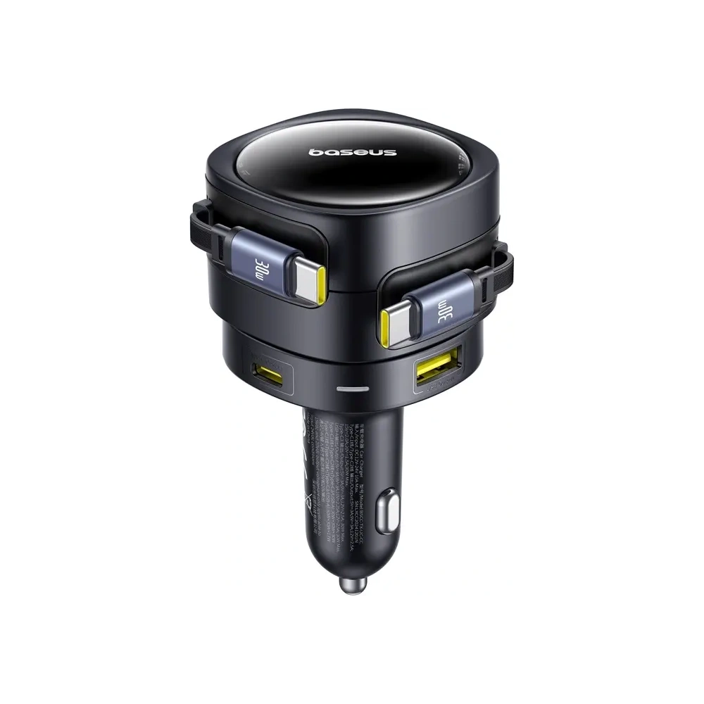 Ładowarka samochodowa Baseus Enjoyment Max USB-A, USB-C z kablami 2xUSB-C 90W Czarny