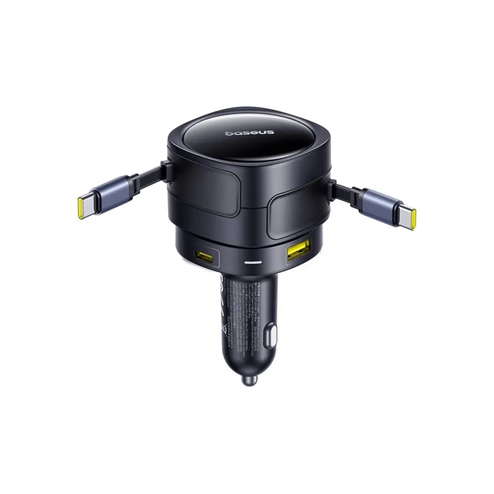 Ładowarka samochodowa Baseus Enjoyment Max USB-A, USB-C z kablami 2xUSB-C 90W Czarny