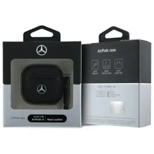 Kup Mercedes MEA4CSLBK Apple AirPods 4 Capac de piele cu logo metalic negru - MRS319 - {ean13} - Sklep Home Screen