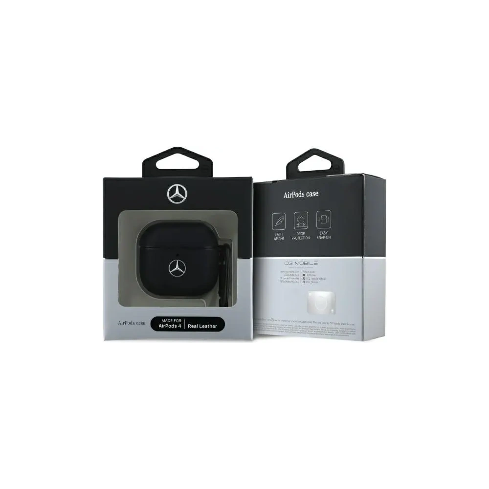 Etui Mercedes MEA4CSLBK Apple AirPods 4 Leather Metal Logo cover czarny