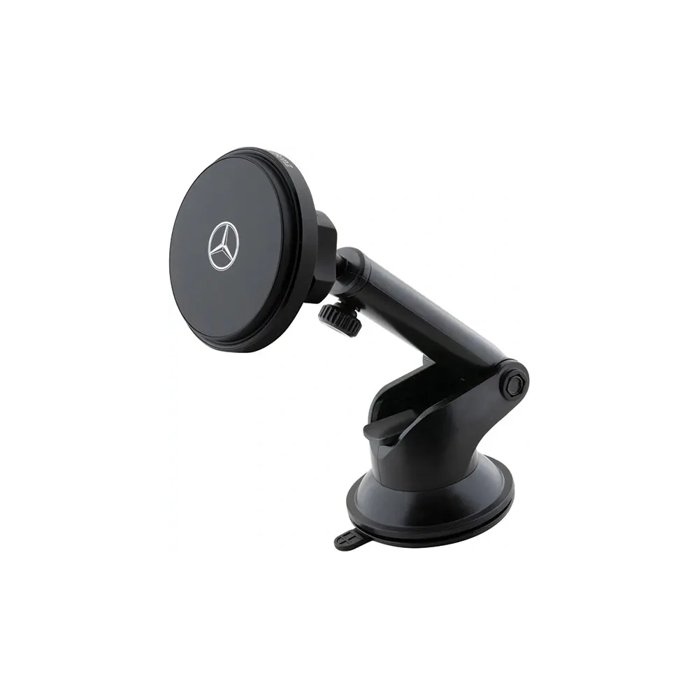 Uchwyt samochodowy do kartki / na szybę z ładowarką bezprzewodową Mercedes MEMWCCK 15W Silver Stars MagSafe czarny