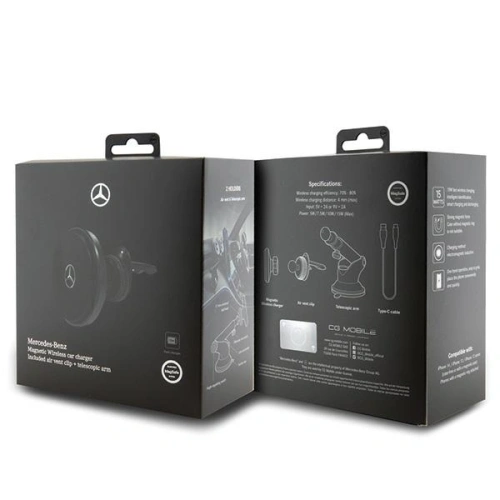 Buy Mercedes MEMWCCK 15W car holder for a card / for the window with a wireless charger Silver Stars MagSafe black - MRS335 - {ean13} - Home Screen Store Europe