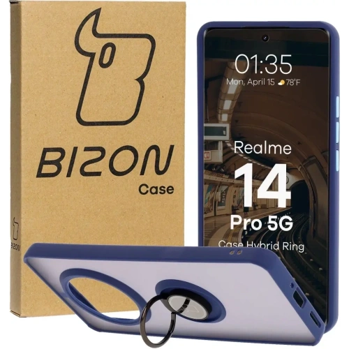 Buy Bizon Case Hybrid Ring Realme 14 Pro 5G smoky with a navy blue frame - BIZ9343 - {ean13} - Home Screen Store Europe