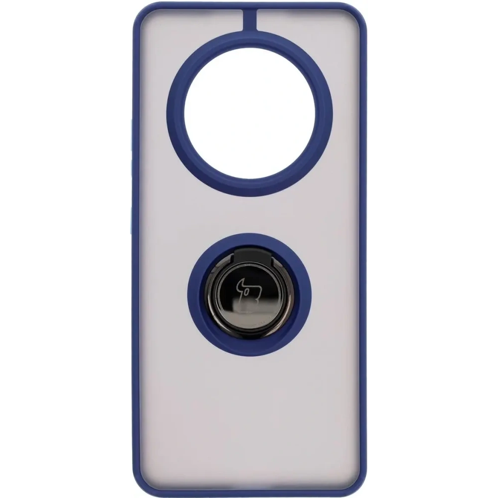 Etui z uchwytem na palec Bizon Case Hybrid Ring do Realme 14 Pro 5G przydymione z granatową ramką