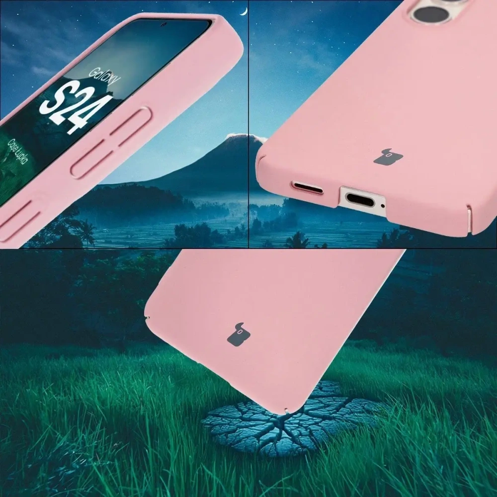 Etui Bizon Case Łupka do Samsung Galaxy S24 różowe