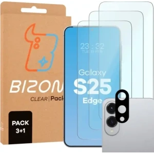 Buy BIZON Clear 2 Pack 3x screen glass + lens glass Samsung Galaxy S25 Edge - BIZ9348 - {ean13} - Home Screen Store Europe