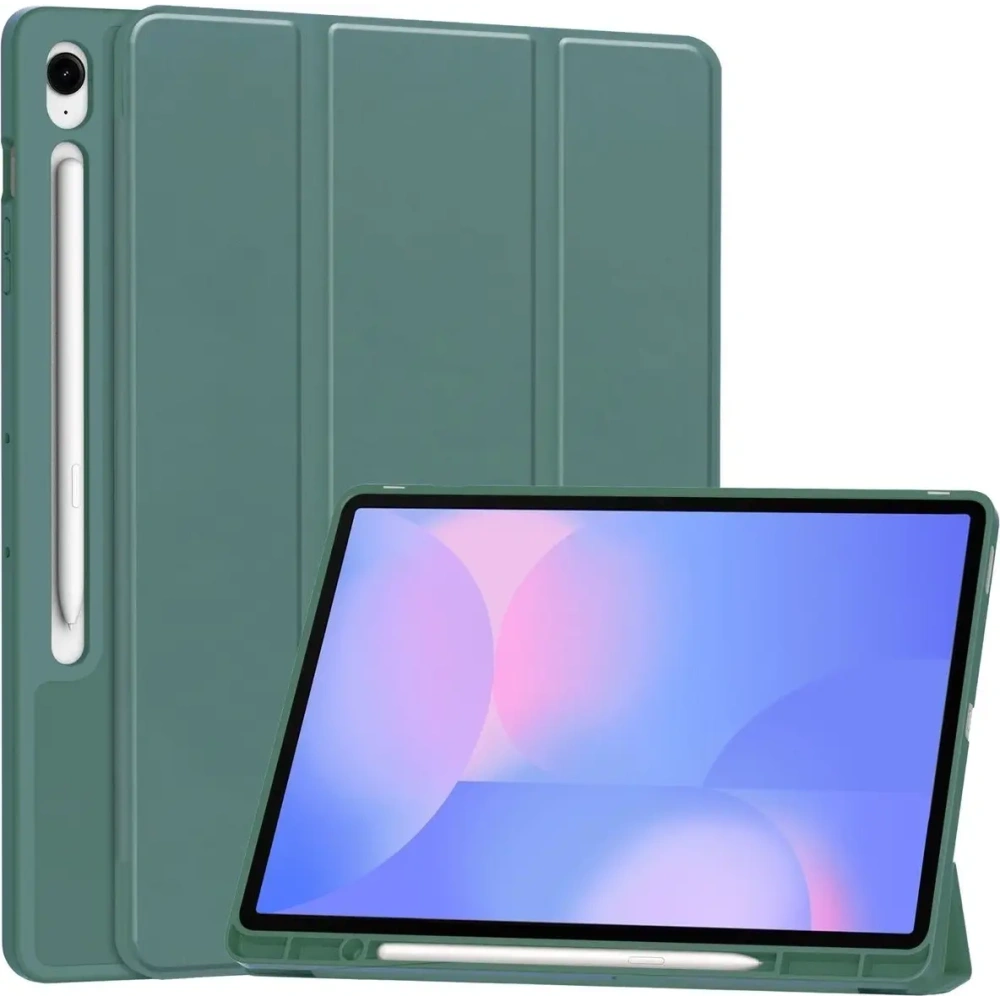 Etui z klapką Bizon Case Tab Lizard do Samsung Galaxy Tab S10 FE+ Plus ciemnozielone