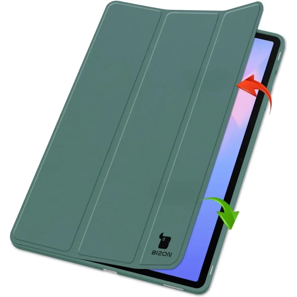Etui z klapką Bizon Case Tab Lizard do Samsung Galaxy Tab S10 FE+ Plus ciemnozielone
