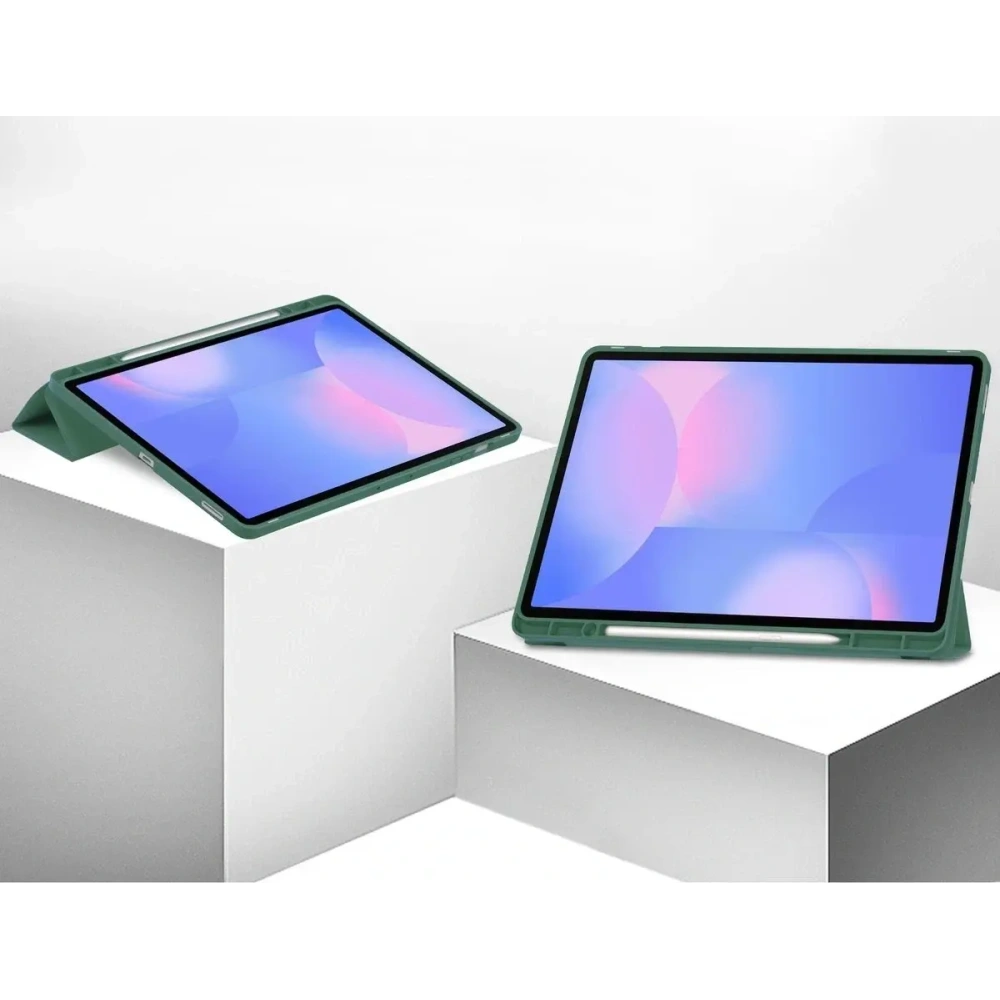 Etui z klapką Bizon Case Tab Lizard do Samsung Galaxy Tab S10 FE+ Plus ciemnozielone