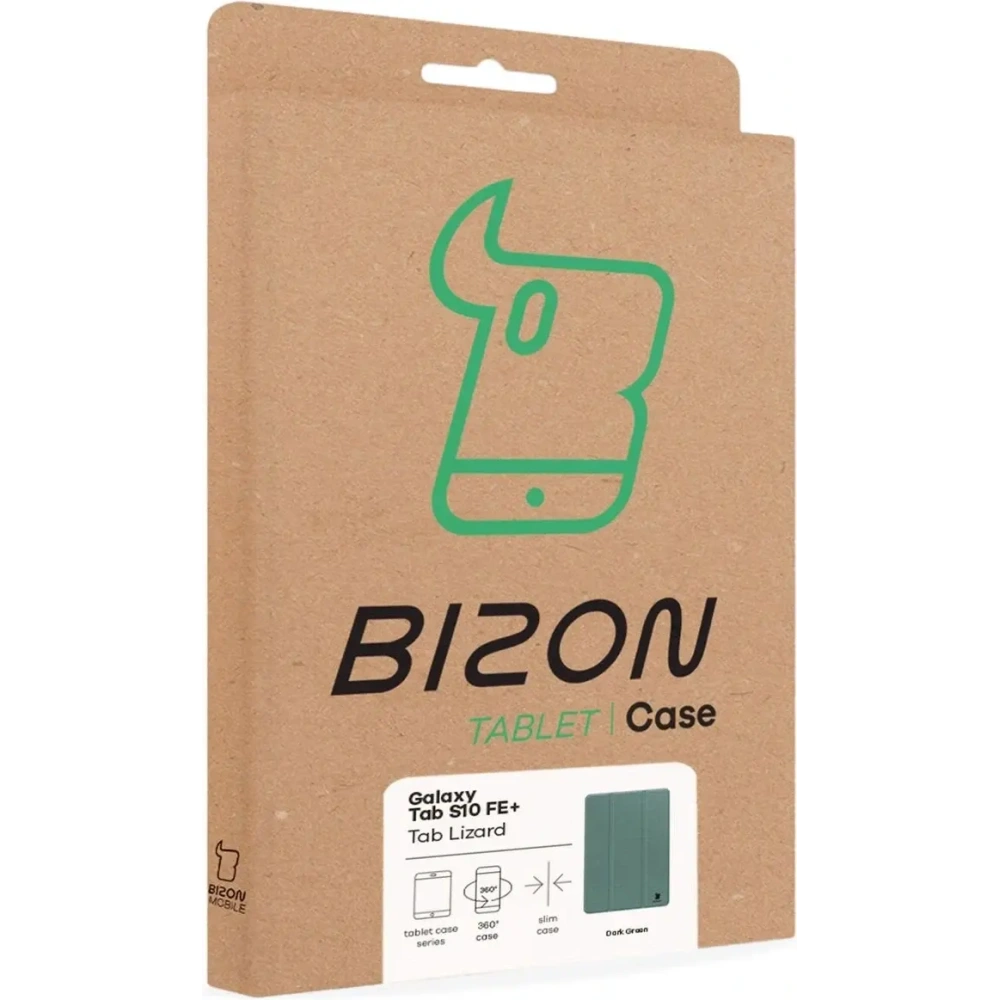 Etui z klapką Bizon Case Tab Lizard do Samsung Galaxy Tab S10 FE+ Plus ciemnozielone