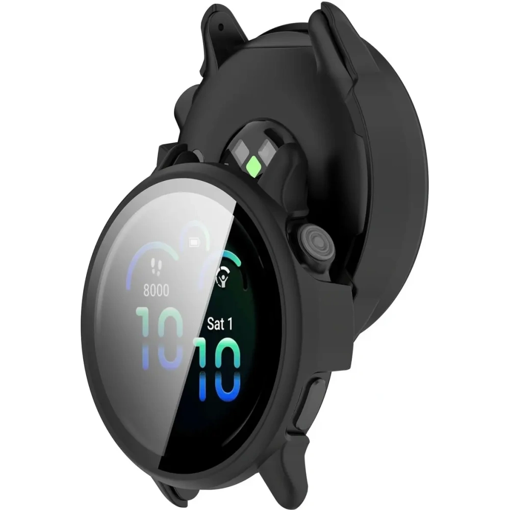 Etui ze szkłem do zegarka Bizon Case+Glass Watch do Garmin Vivoactive 6 czarne matowe